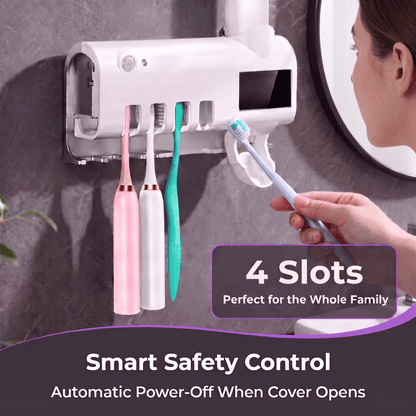 Everique Sterilizer 2.0-Intelligent UV Toothbrush Sterilizer Automatic Toothpaste Squeezer Toothbrush Toothpaste Rack